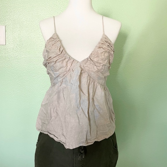 J.Crew Tan Linen Rouched Tank Top - Picture 5 of 8